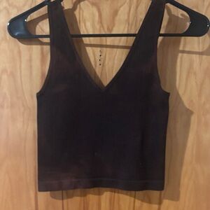 Nikibiki Dark Brown V-Neck Crop Top